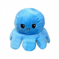 Caracatita reversibila din plus cu doua emotii, albastru/turcoaz, 30 x 12 cm, Vivo S087-BLUE/TURCOAZ